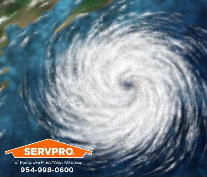 A satellite view of a hurricane approaching Florida is seen.